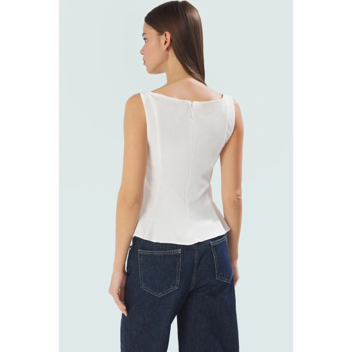 Yazlık Basic Peplum Bluz Regular Kalıp Finike Dokuma Uzun Ömürlü Şık Görünüm