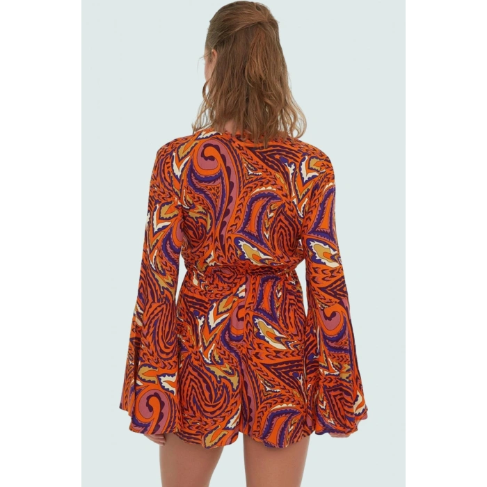 Yazlık Bluz Şort Takım Shally Dokuma V Yaka Uzun Kollu Premium Kalite Modern Stil