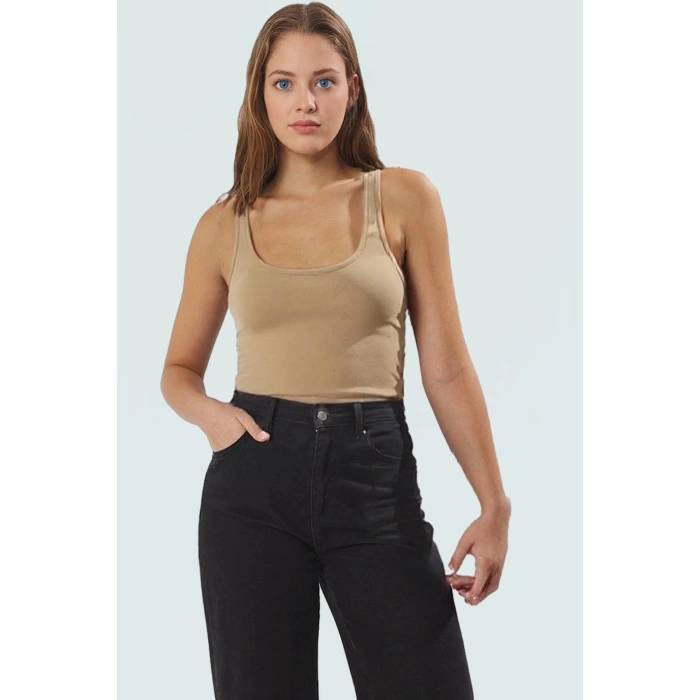 Yazlık Casual Örme Bluz Havuz Yaka Fitted Kalıp Kurdele Detay Premium Kalite Mükemmel Uyum