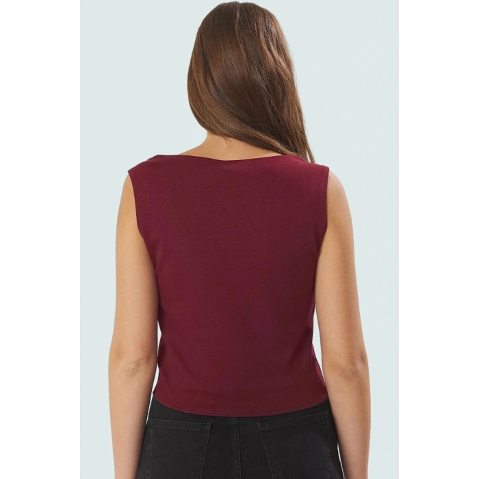 Yazlık Casual Örme Bluz Havuz Yaka Fitted Kalıp Kurdele Detay Premium Kalite Mükemmel Uyum