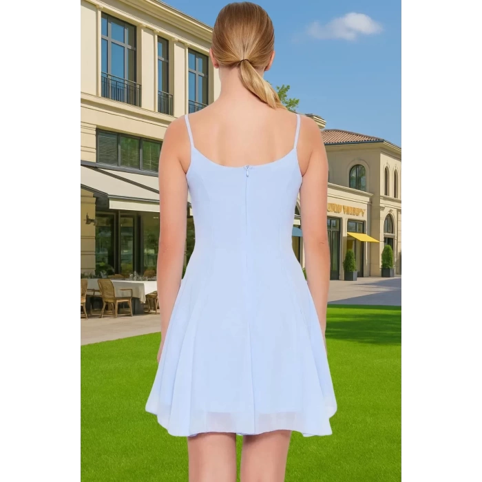 Yazlık Çiçekli A Kesim Mini Elbise Polyester Şifon Kumaş Yüksek Kalite Yüksek Kalite Konforlu Kesim