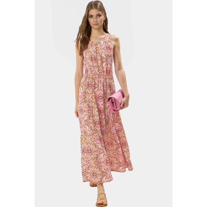 Yazlık Çiçekli A Line Halter Yaka Maxi Elbise Viskoz Kumaştan Rahat Günlük Stil Kullanım