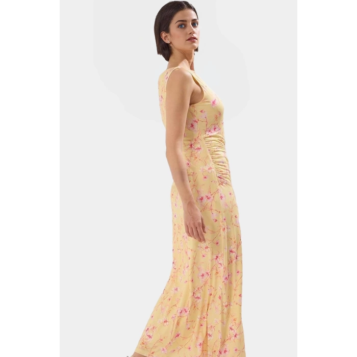 Yazlık Çiçekli Bodycon Elbise Maxi Uzunluk Örme Kumaş Premium Kalite Profesyonel Görünüm Uzun Ömürlü