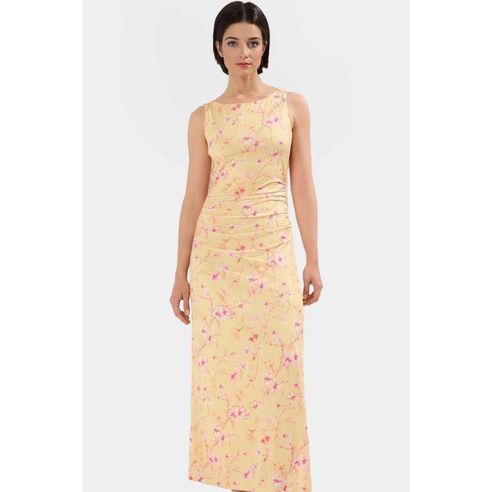 Yazlık Çiçekli Bodycon Elbise Maxi Uzunluk Örme Kumaş Premium Kalite Profesyonel Görünüm Uzun Ömürlü