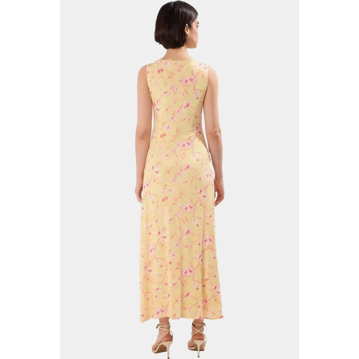 Yazlık Çiçekli Bodycon Elbise Maxi Uzunluk Örme Kumaş Premium Kalite Profesyonel Görünüm Uzun Ömürlü