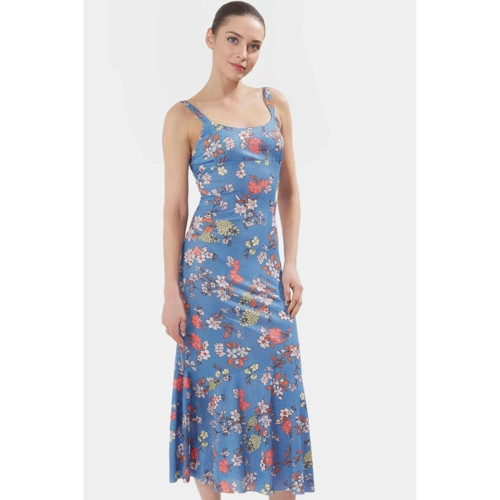Yazlık Çiçekli Maxi Elbise Bodycon Kesim Nefes Alabilir Polyester Elastan Casual Mükemmel Uyum