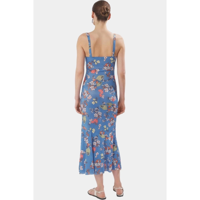 Yazlık Çiçekli Maxi Elbise Bodycon Kesim Nefes Alabilir Polyester Elastan Casual Mükemmel Uyum