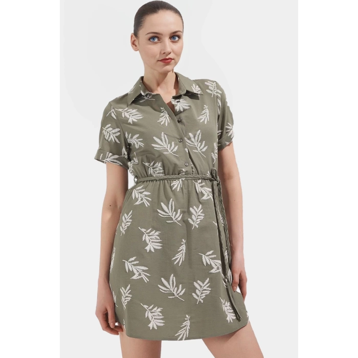 Yazlık Çiçekli Mini Elbise Skater Kalıp 50% Pamuk Rahat Günlük Stil Dayanıklı Malzeme