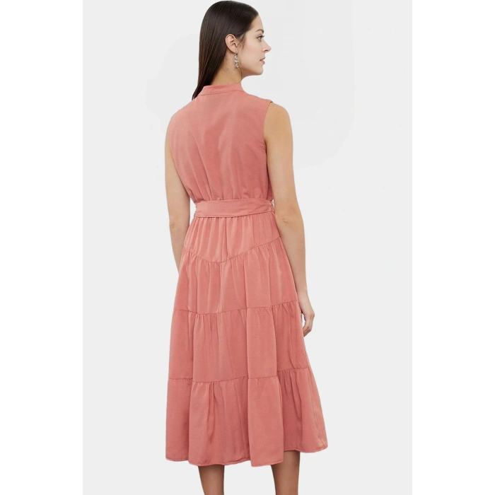 Yazlık Çiçekli Nakışlı Midi Elbise Rahat Günlük Stil Premium Kalite Özel Tasarım Modern
