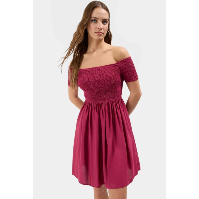 Yazlık Çok Çiçekli Mini Elbise  Viskoz Rahat Günlük Stil Konforlu Kesim Ve Şık
