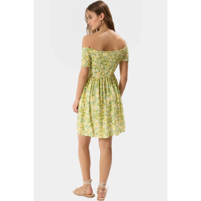Yazlık Çok Çiçekli Mini Elbise  Viskoz Rahat Günlük Stil Konforlu Kesim Ve Şık