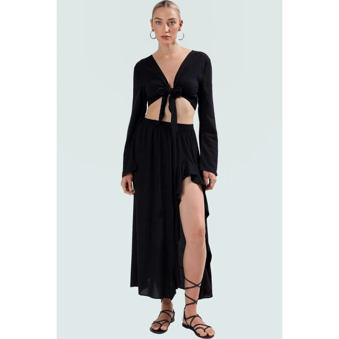 Yazlık Çok Desenli Viskoz Bluz Etek Takım Plaj Şıklığı İçin Uzun Ömürlü Modern Stil