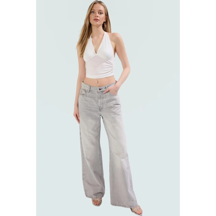 Yazlık Crop Bluz Boyundan Bağlamalı Vücuda Oturan Esnek Örme Premium Kalite Kaliteli İşçilik