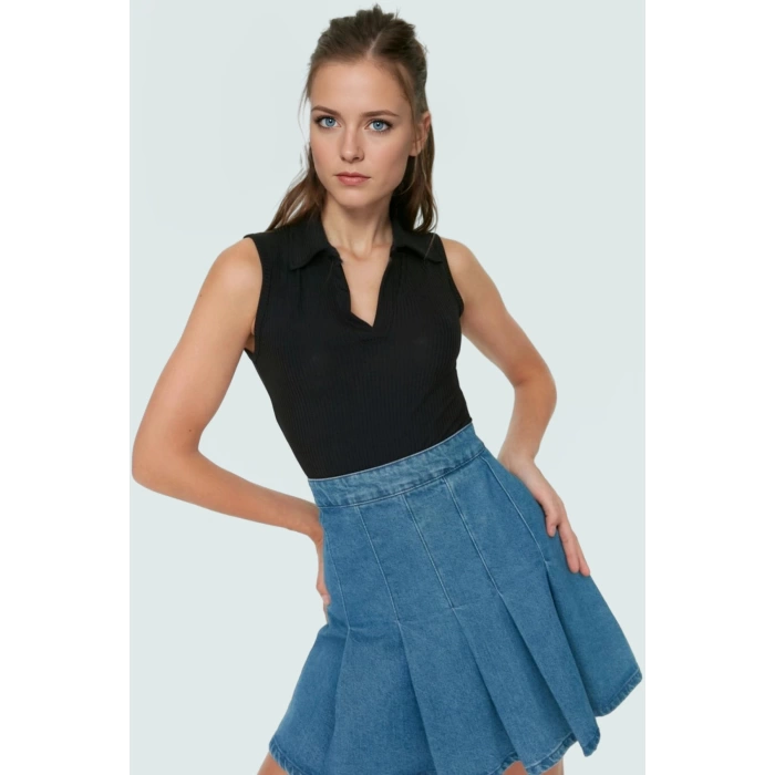 Yazlık Crop Bluz Polyester Elastan Örme Kumaş Rahat Kalıp Mükemmel Uyum Ve Şık Konforlu Kesim