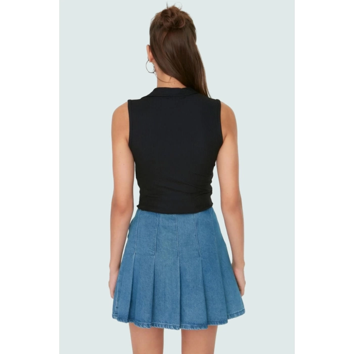 Yazlık Crop Bluz Polyester Elastan Örme Kumaş Rahat Kalıp Mükemmel Uyum Ve Şık Konforlu Kesim