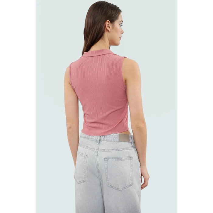 Yazlık Crop Bluz Polyester Elastan Örme Kumaş Rahat Kalıp Mükemmel Uyum Ve Şık Konforlu Kesim