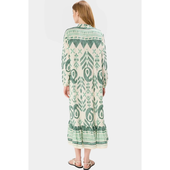 Yazlık Desenli Midi Elbise Shally Dokuma  Polyester Rahat Günlük Premium Kalite