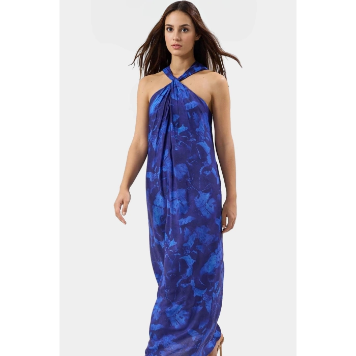 Yazlık Desenli Viskoz Maxi Elbise Rahat ve Şık Modern Stil