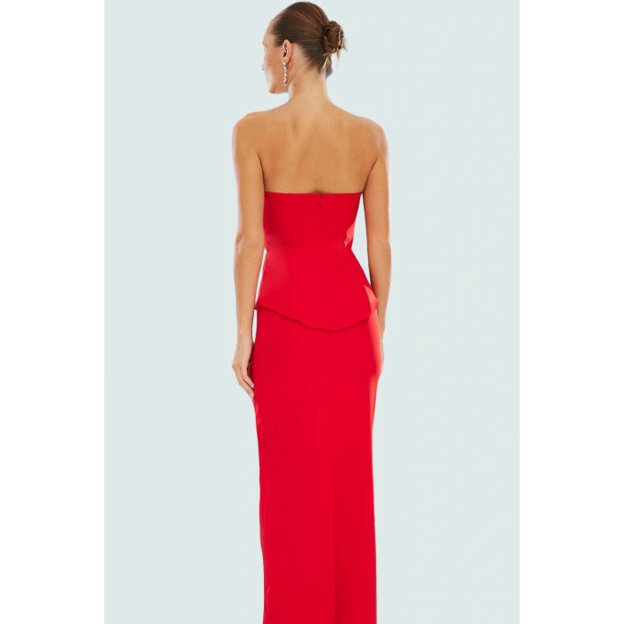 Yazlık Elbise Kolsuz Straplez Regular Polyester Elastan Finike Dokuma