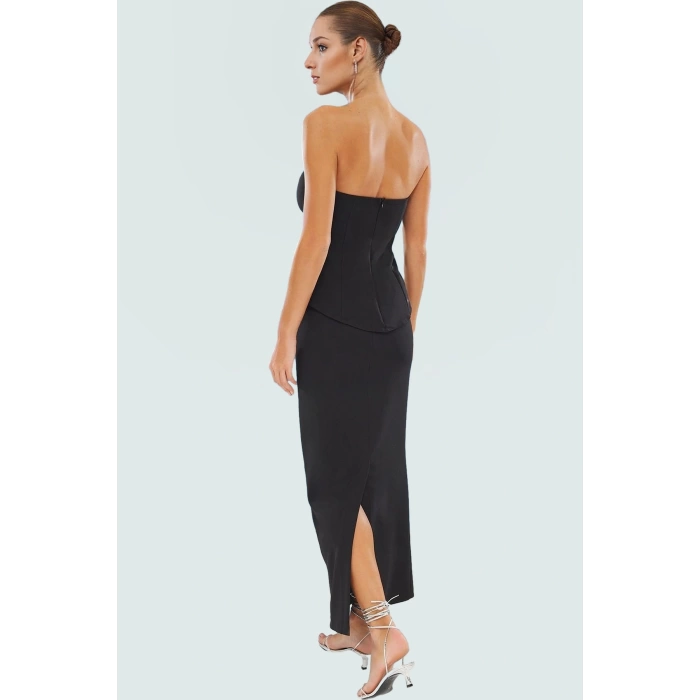 Yazlık Elbise Kolsuz Straplez Regular Polyester Elastan Finike Dokuma
