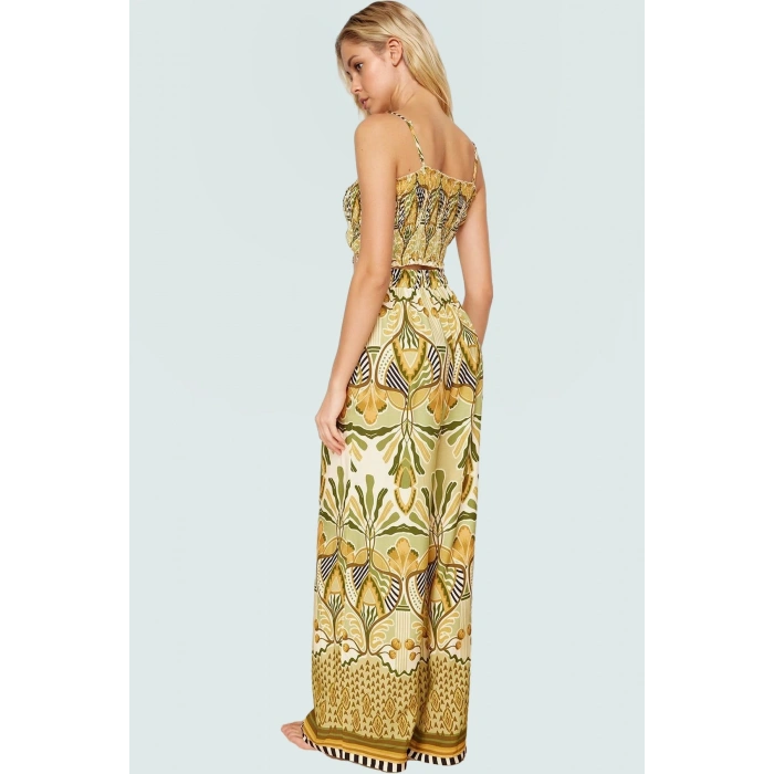Yazlık Etnik Desenli Viskoz Bluz Pantolon Takım Şık ve Rahat Modern Stil Trend Tasarım