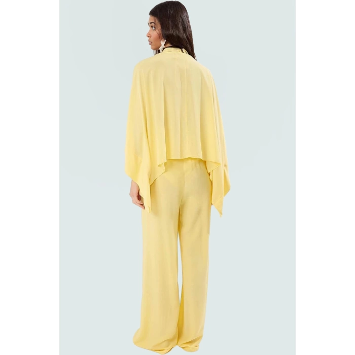 Yazlık Etnik Desenli Viskoz Plaj Takımı Rahat Kesim Bol Pantolon Modern Stil Zarifane Tasarım