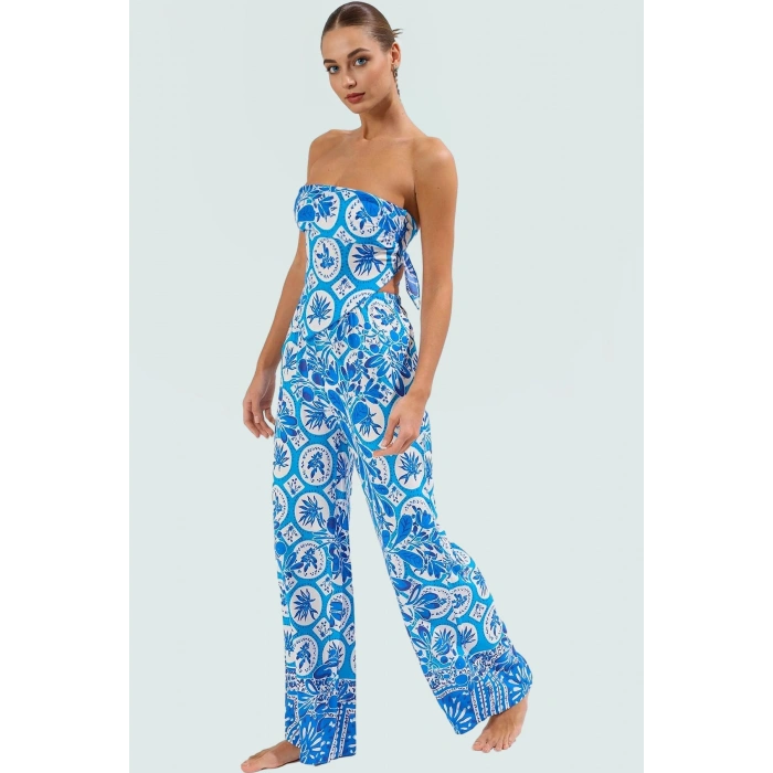 Yazlık Kadın Basic Şal Desenli Viskoz Bluz Pantolon Takım Özenle Seçilmiş Premium Kalite