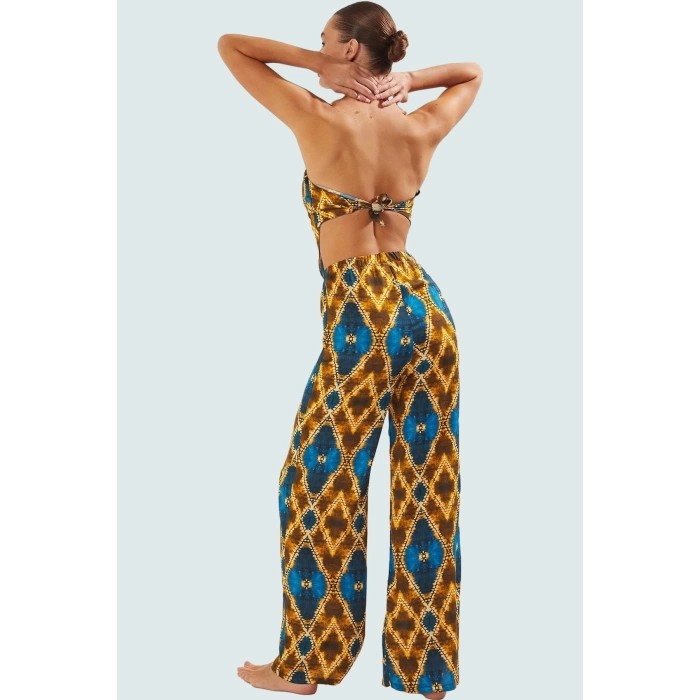 Yazlık Kadın Basic Şal Desenli Viskoz Bluz Pantolon Takım Özenle Seçilmiş Premium Kalite