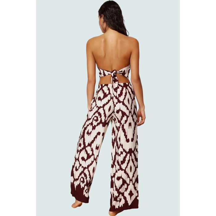Yazlık Kadın Basic Şal Desenli Viskoz Bluz Pantolon Takım Özenle Seçilmiş Premium Kalite