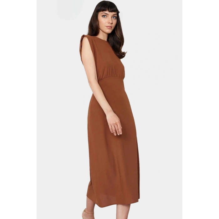 Yazlık Kadın Elbise Rahat Şık A Kesim Midi Model Polyester Kumaş Mükemmel Uyum Yüksek Kalite