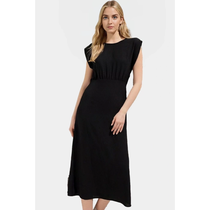 Yazlık Kadın Elbise Rahat Şık A Kesim Midi Model Polyester Kumaş Mükemmel Uyum Yüksek Kalite