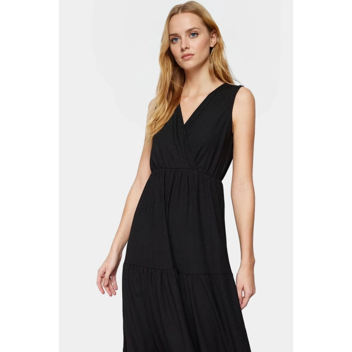 Yazlık Kadın Elbisesi A Line V Yaka Çiçek Desenli Polyester Kaşkorse Uzun Ömürlü