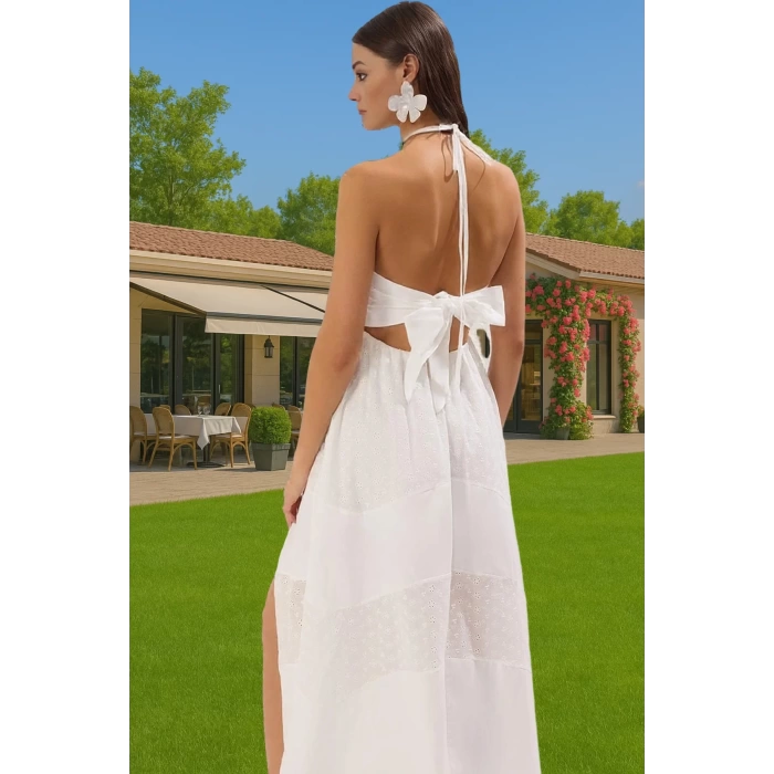 Yazlık Kadın Maxi Poplin Dokuma Elbise Plaj için İnce ve Havadar Şık Görünüm Modern Stil
