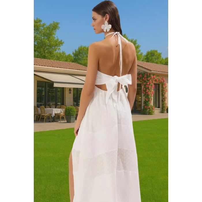 Yazlık Kadın Maxi Poplin Dokuma Elbise Plaj için İnce ve Havadar Şık Görünüm Modern Stil
