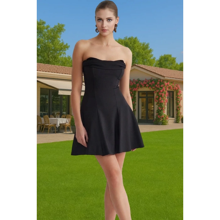 Yazlık Kadın Mini A Kesim Straplez Elbise Polyester Elastan Uzun Ömürlü Rahat Kullanım Uzun Ömürlü
