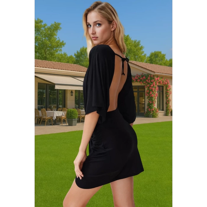 Yazlık Kadın Mini Elbise V Yaka Bodycon Örme Plaj Şık Görünüm Günlük Kullanım İçin Yüksek Kalite