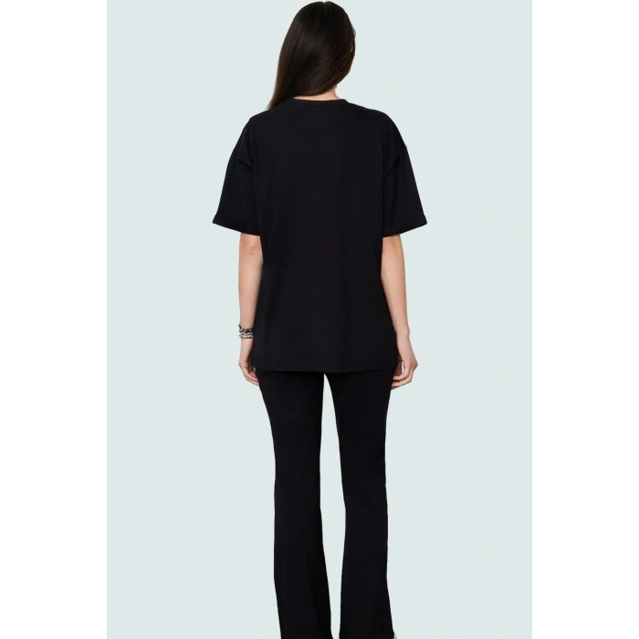 Yazlık Kadın Pamuk T shirt Pantolon Takımı Rahat Şık ve Nefes Alabilir Kullanım Modern Stil