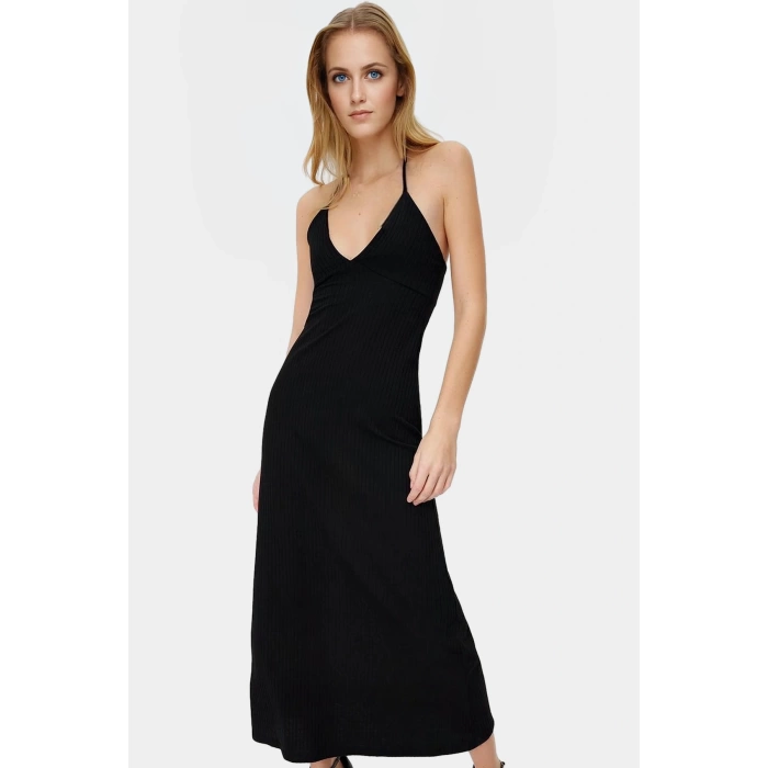 Yazlık Kolsuz A line Maxi Elbise 63%Polyester 30%Viskoz 7%Elastan Profesyonel Görünüm