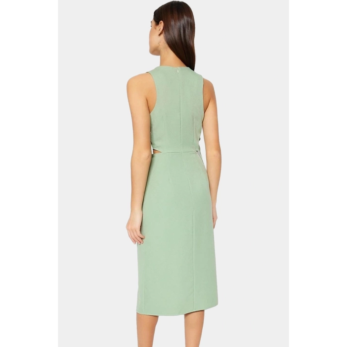 Yazlık Kolsuz Bodycon Elbise Dokuma Kumaştan Şık Midi Kaliteli İşçilik Uzun Ömürlü