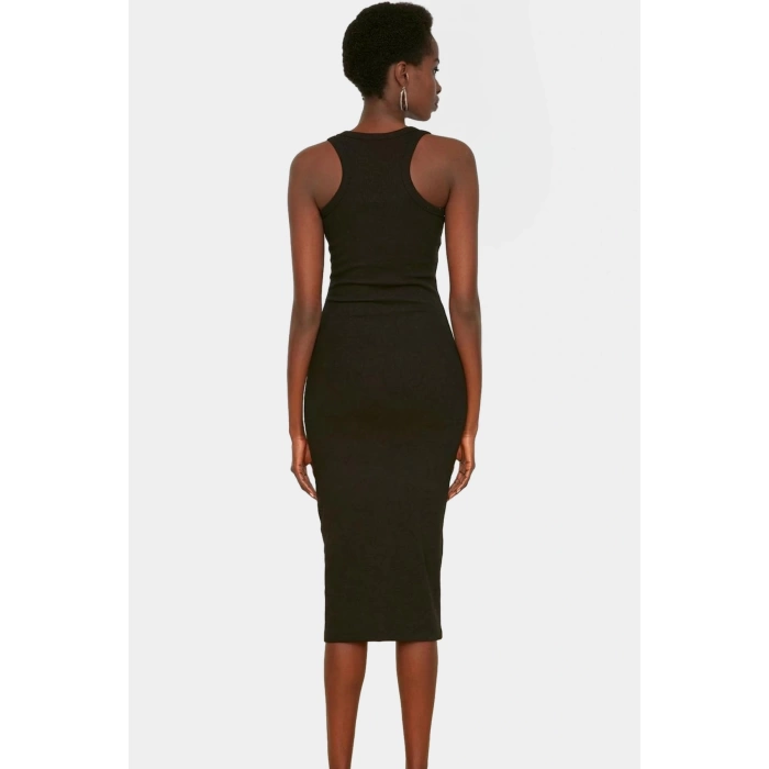 Yazlık Kolsuz Bodycon Örme Midi Elbise 98% Pamuk Rahat Kalıp Şık Görünüm Seçkin Malzeme