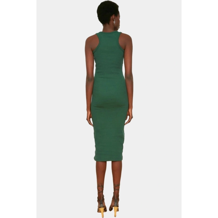 Yazlık Kolsuz Bodycon Örme Midi Elbise 98% Pamuk Rahat Kalıp Şık Görünüm Seçkin Malzeme