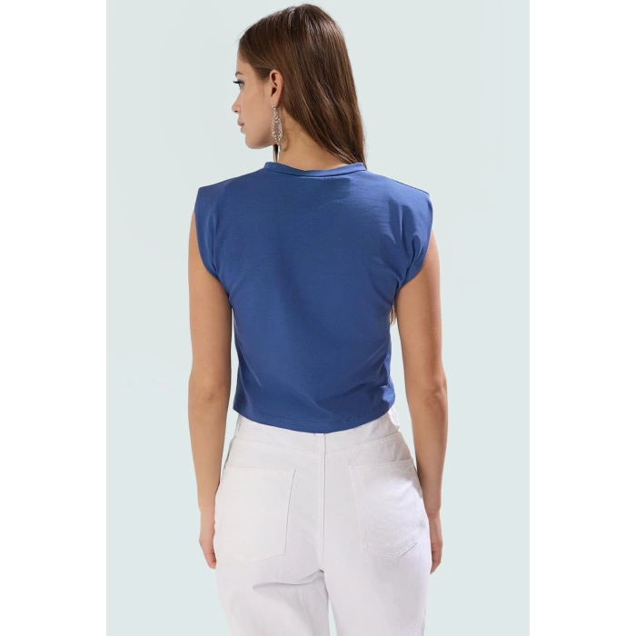 Yazlık Kolsuz Crop Bluz Pamuklu Örme Renk Basic Kalıp Özel Tasarım Uzun Ömürlü Şık Görünüm