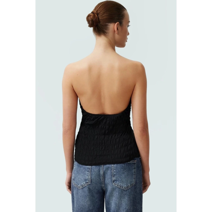 Yazlık Kolsuz Fitted Bluz Boyundan Bağlamalı Asimetrik Özel Tasarım Rahat Ve Şık