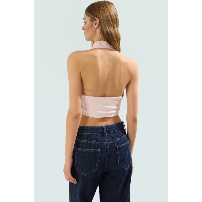 Yazlık Kolsuz Örme Bluz Fitted Boyundan Bağlamalı Rahat Ve Şık Kaliteli İşçilik