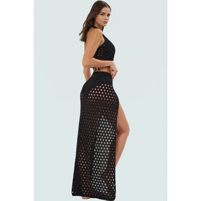 Yazlık Kroşe Bluz Etek Plaj Takımı Pamuklu Polyester Şık ve Rahat