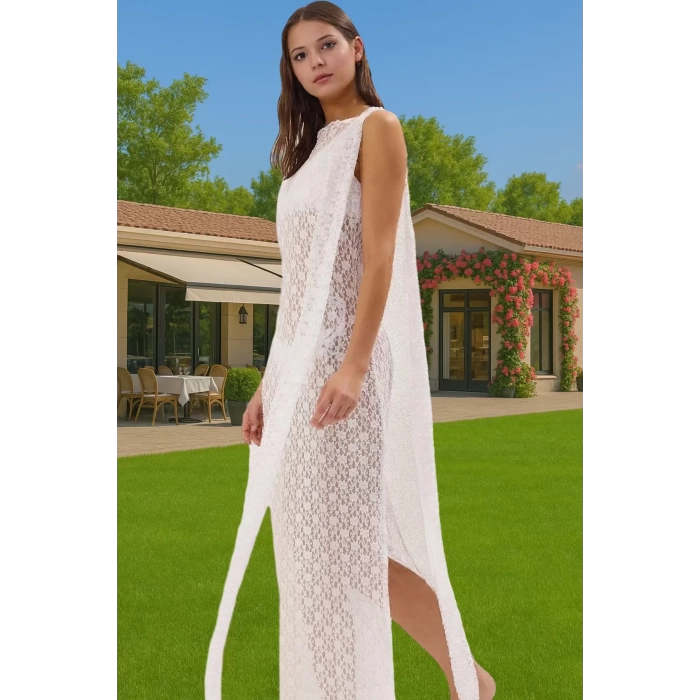 Yazlık Maxi Dantel Elbise Örme Bodycon Kalıp Şık Plaj Giysisi Yüksek Kalite Özenle Seçilmiş