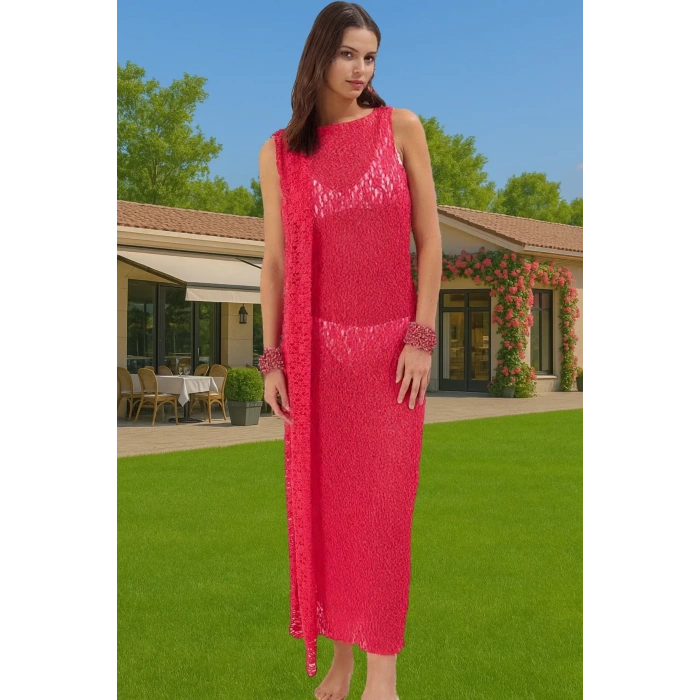 Yazlık Maxi Dantel Elbise Örme Bodycon Kalıp Şık Plaj Giysisi Yüksek Kalite Özenle Seçilmiş