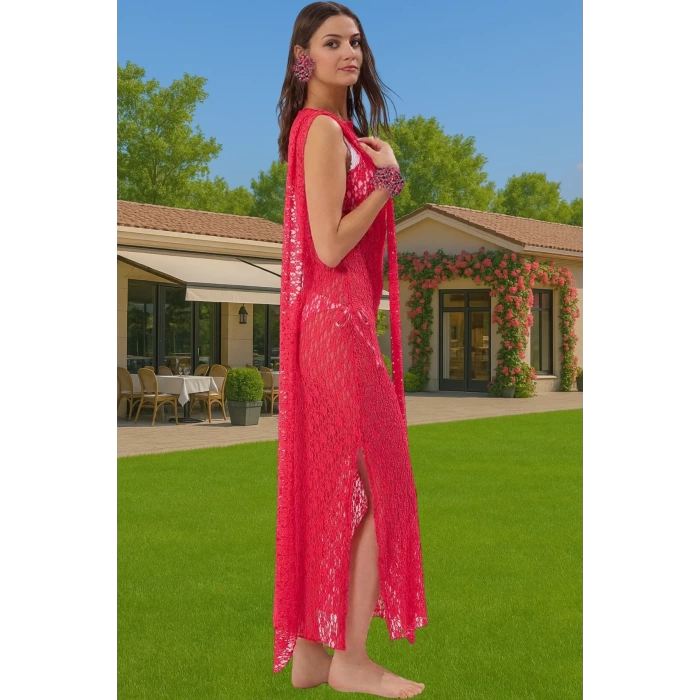 Yazlık Maxi Dantel Elbise Örme Bodycon Kalıp Şık Plaj Giysisi Yüksek Kalite Özenle Seçilmiş