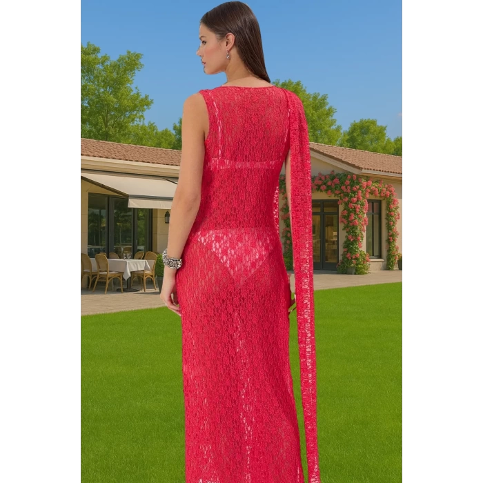 Yazlık Maxi Dantel Elbise Örme Bodycon Kalıp Şık Plaj Giysisi Yüksek Kalite Özenle Seçilmiş