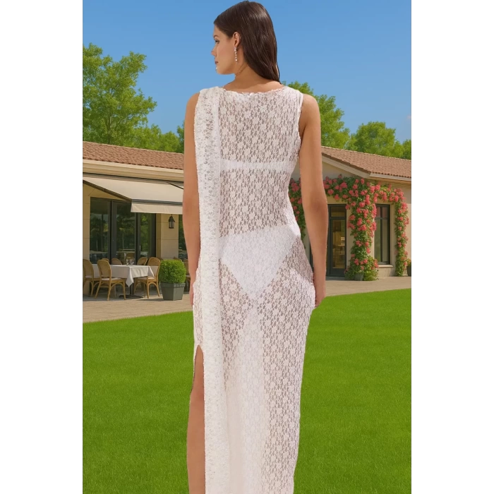 Yazlık Maxi Dantel Elbise Örme Bodycon Kalıp Şık Plaj Giysisi Yüksek Kalite Özenle Seçilmiş